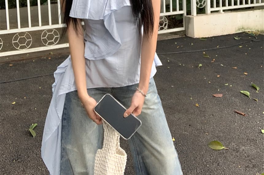 Top Plain Cami Ruffle Asymmetrical