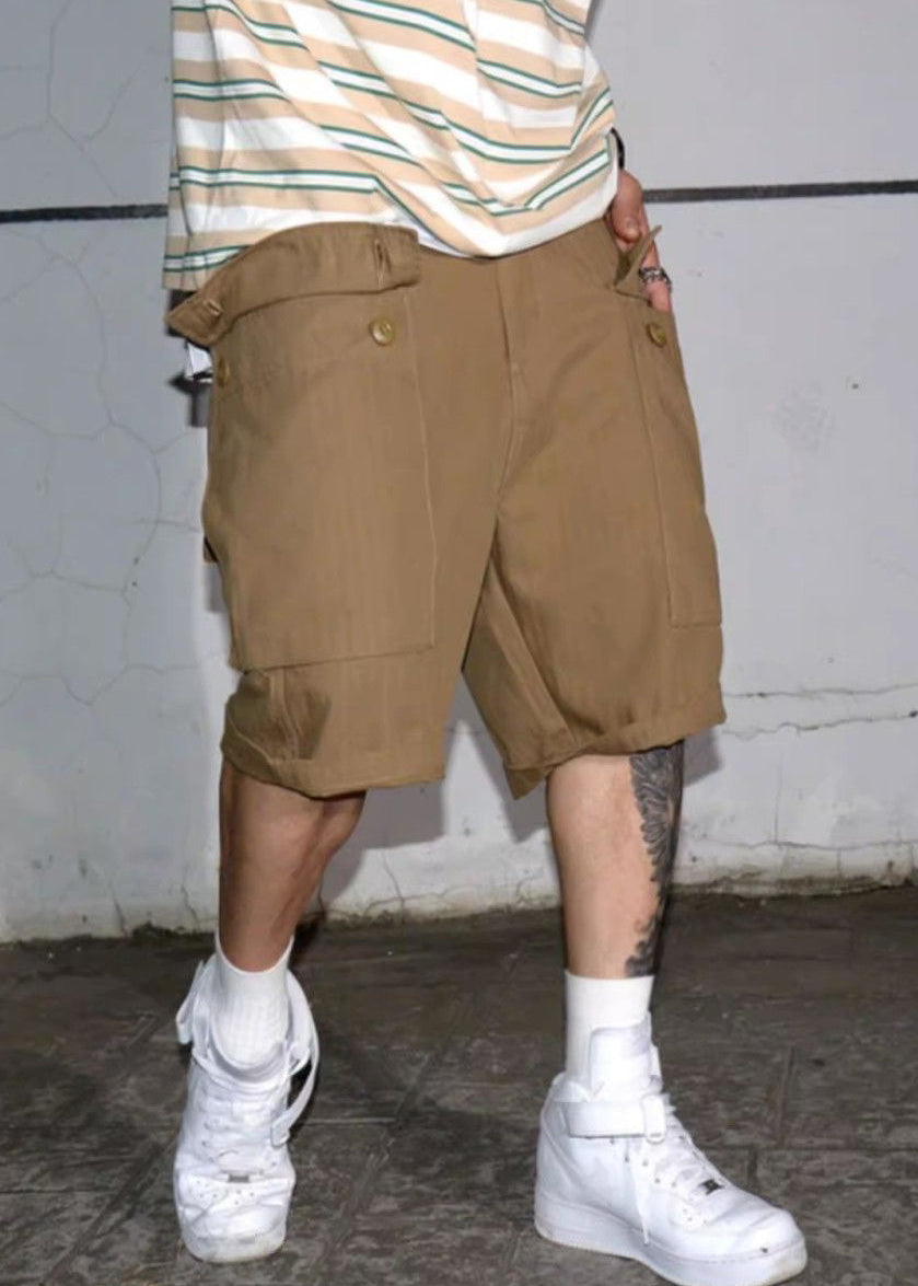 Army New Summer Green Shorts Cotton Pockets High Print Waist Men