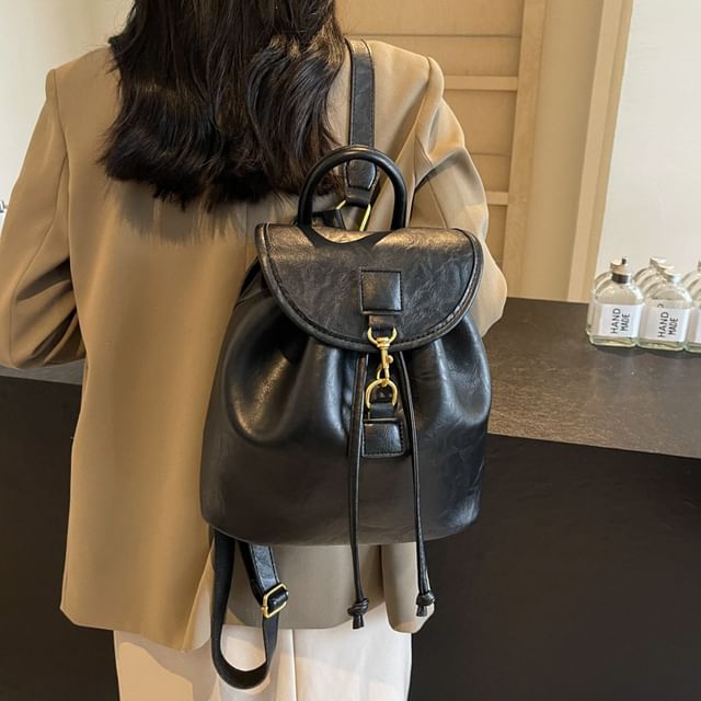 Faux Leather Flap Bag