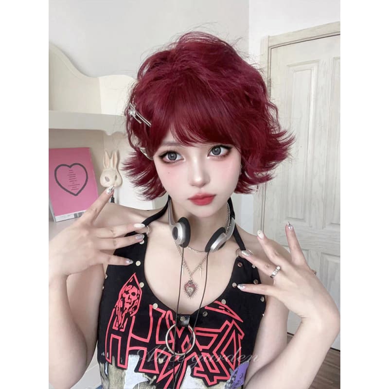 Casual Series Short Red Punk Wig - Burgundy