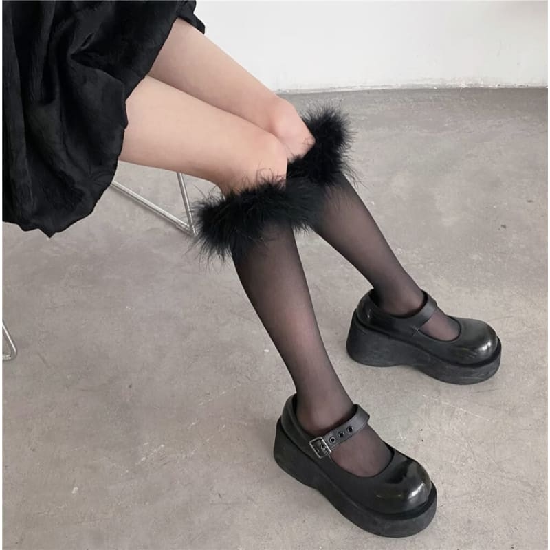 Lolita Fairy Plush Stockings - Black - Stockings