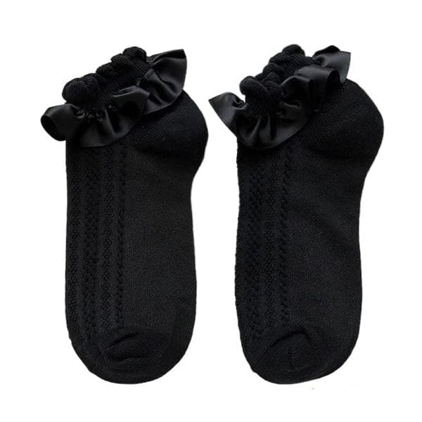 Lolita Soft Ruffle Socks - Black - Socks