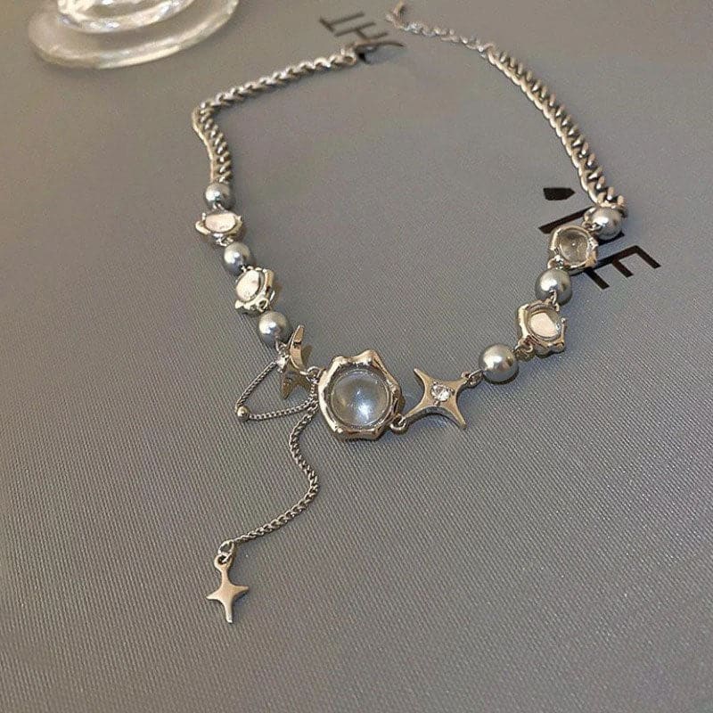Sparkling Crystal Necklace - Standart / Silver - Necklace