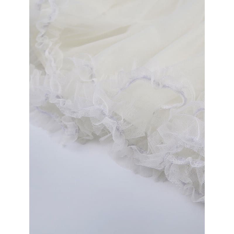 White Tulle Mesh Layered skirt - mini skirts