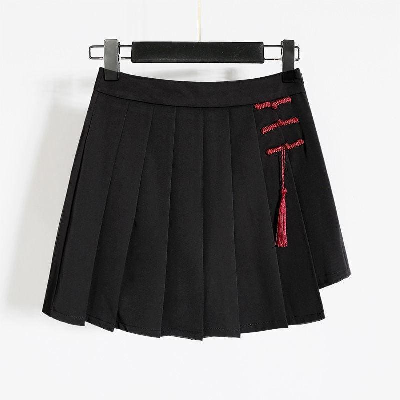 Chic Fan Over Face Girl Print Top With Skirt MK15242 - KawaiiMoriStore
