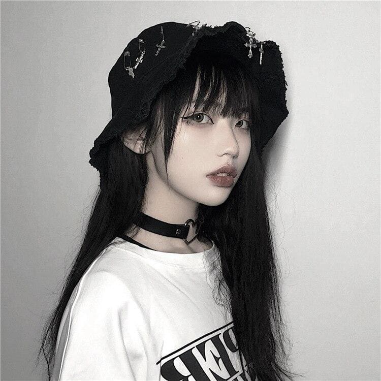 Crossed Safety Pin Bucket Hat MK339 KawaiiMoriStore