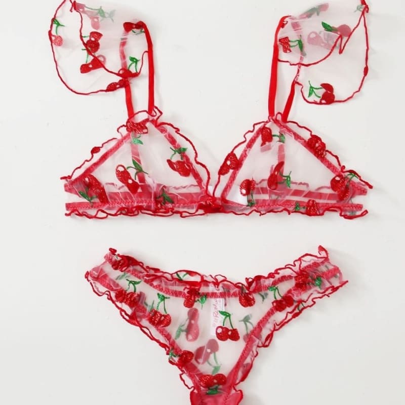 floral cute lingerie - Red / S - lingerie