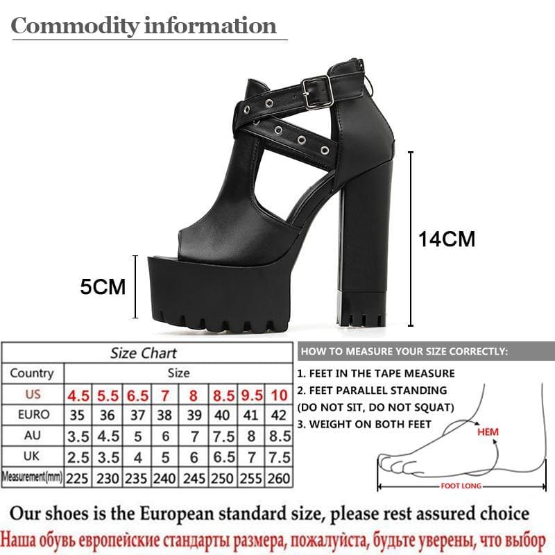 Gothic Eyelet Cross Straps Peep Toe Platform Shoes MK0185 - KawaiiMoriStore