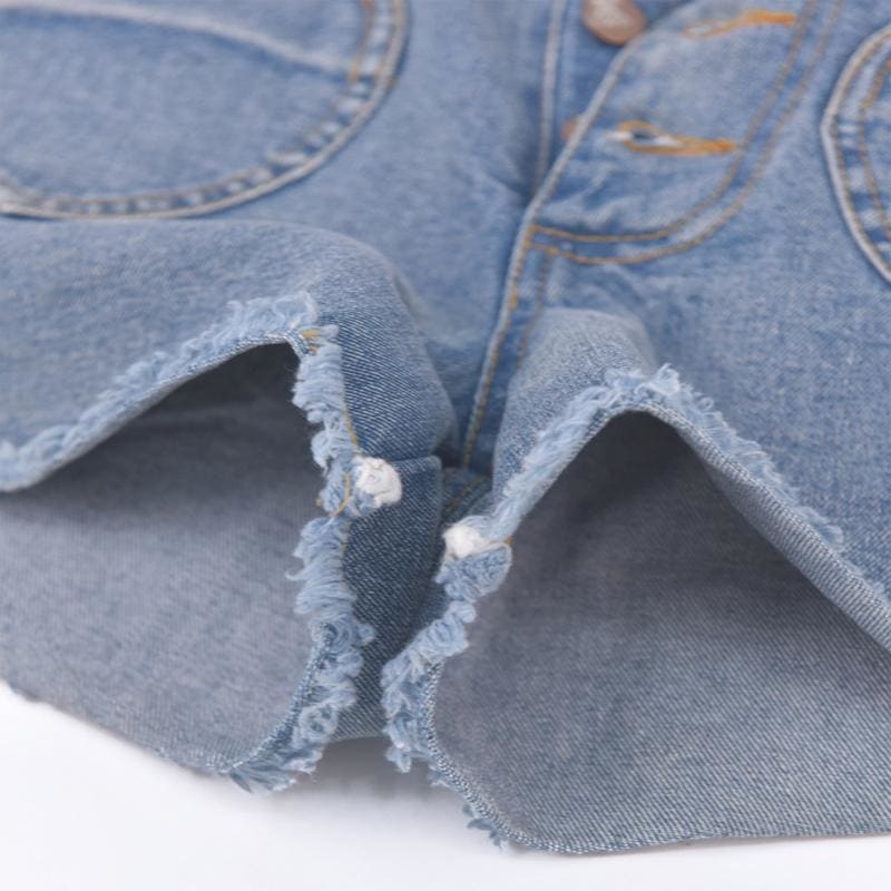 Love Heart Pocket High Waist Denim Shorts MK15811 - KawaiiMoriStore