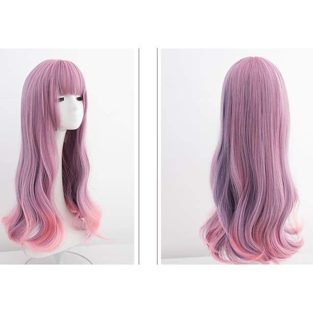 Pink Purple Mixed Color Long Curly Wig MM0715 - KawaiiMoriStore