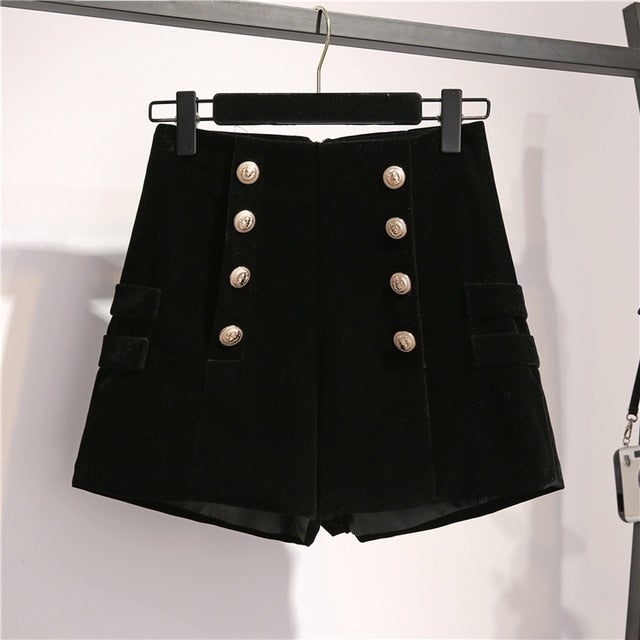 Winter Two Piece Set Top Shirts Black Shorts Suit MK16650