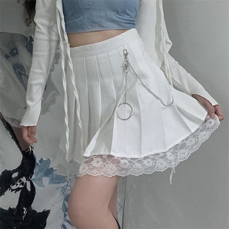 Punk Vintage Lace Black Skirt - skirt