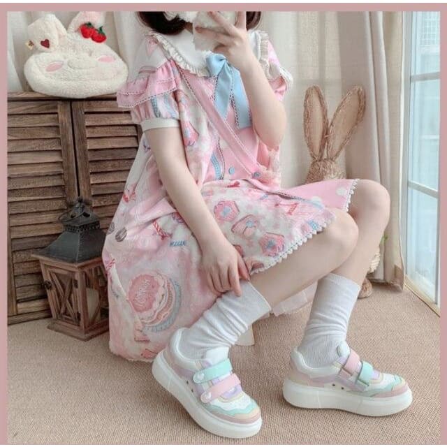 Sweet Lolita Vintage Round Head Thick Bottom Sneakers MK0790 - KawaiiMoriStore
