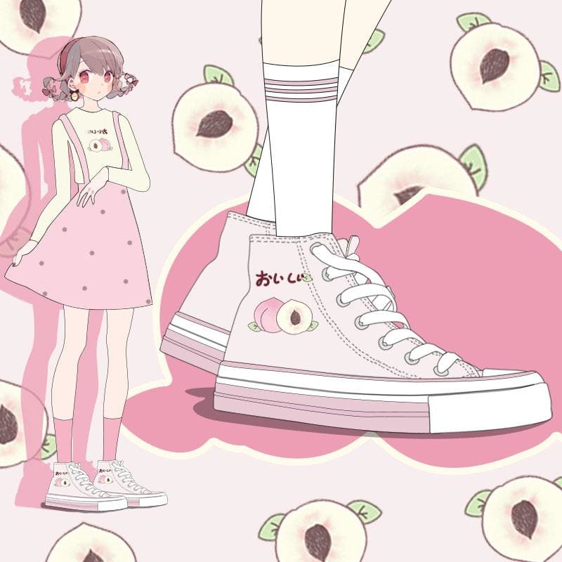 Sweet Peach Canvas Shoes MK15061 - KawaiiMoriStore
