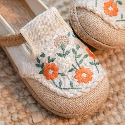 Vintage Floral Canvas Flats Shoes