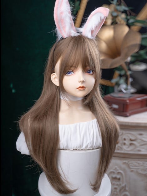 Light Wavy 72CM Bangs Wig Air Length With Brown