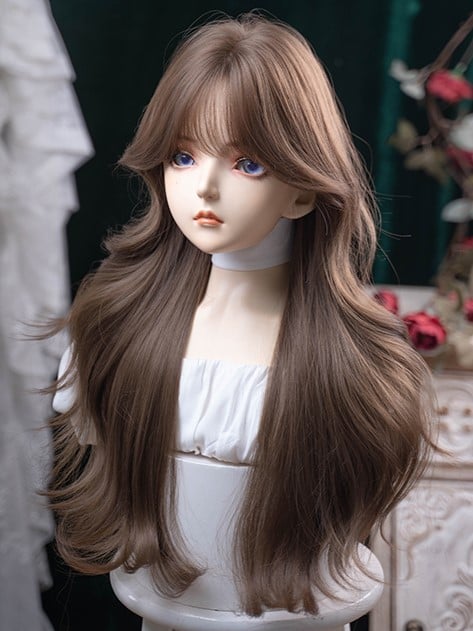 Bangs Length 71CM Air Brown Wig With Wavy