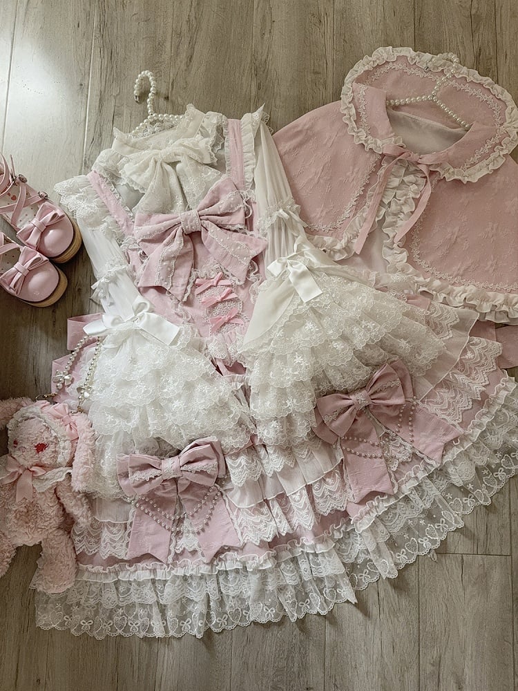 Tiered Skirt Pink Bead Hanayome Decoration Dress Chain Big Lolita Bows