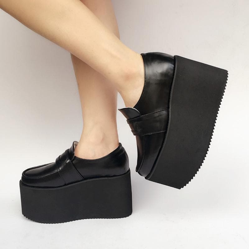 Custom Made Black Uniform Leather Platform Shoes SP168379 – KawaiiMoriStore