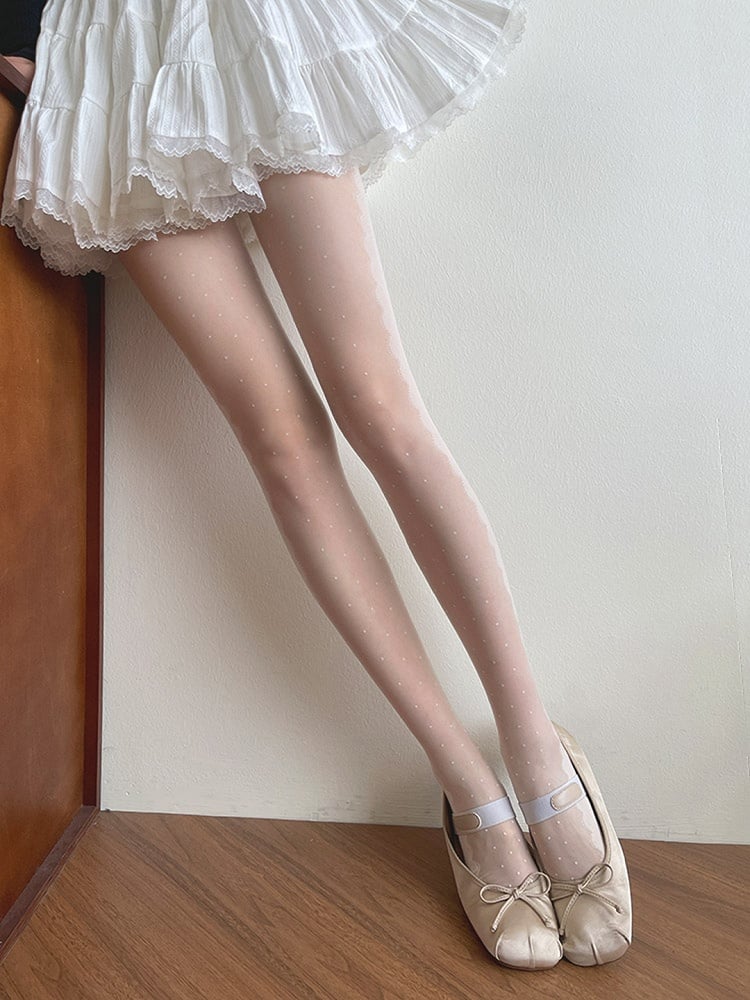 Pattern Tights Lolita Polka-dot White