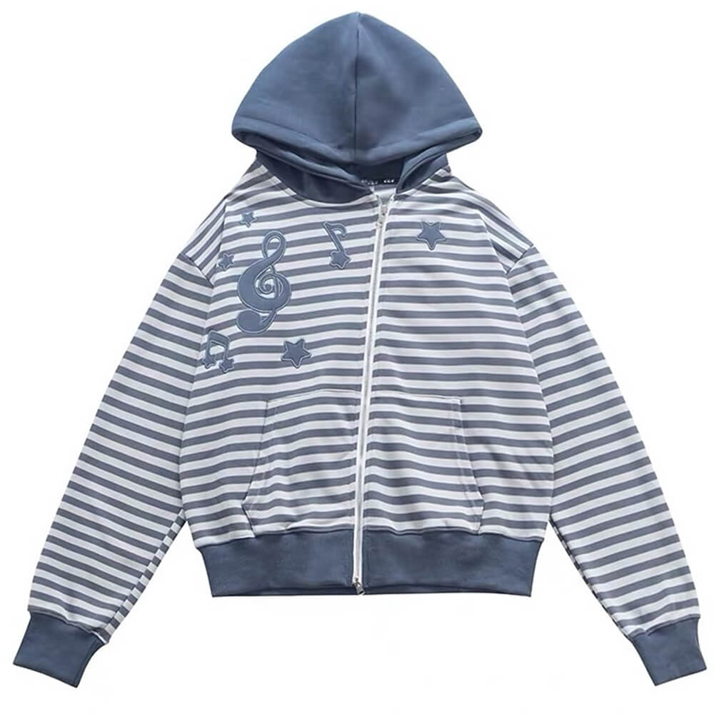 2010s striped zip up hoodie boogzel clothing
