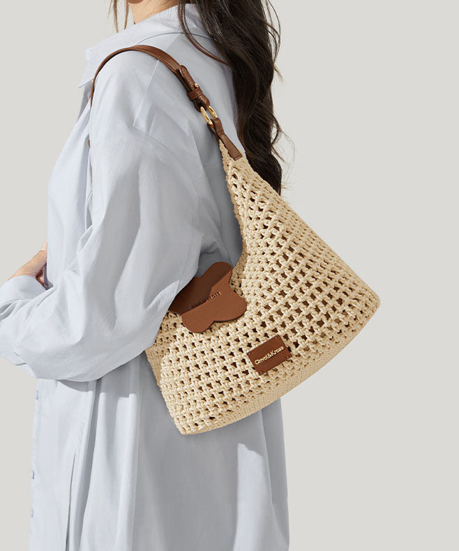 Shoulder Large 2025 Khaki Capacity New Woven Bag Grass