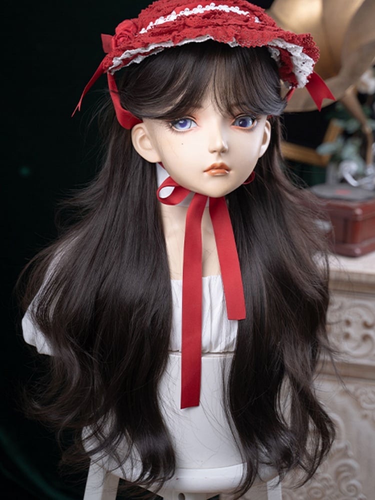 73CM With Wig Length Bangs Black Curtain Tea Wavy