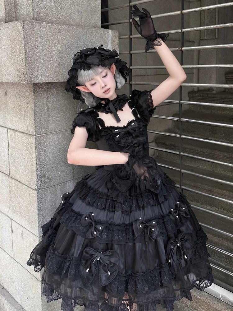 All Dress Accents Back Details Black Bead at Big Bow Lolita and Princess with