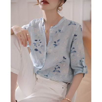 3/4 Sleeve Floral Print Blouse