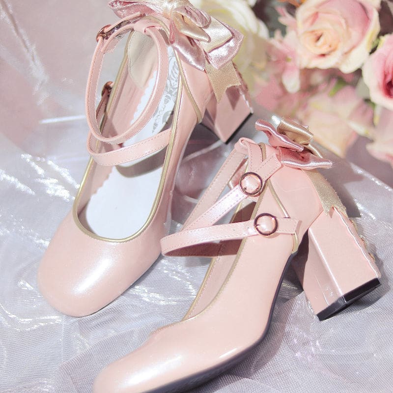 3 Colors Cute Lace Up Lolita Heels ON1038