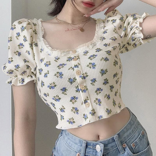 3 Styles Spring/Summer Flowers Crop Top MM1647 - KawaiiMoriStore