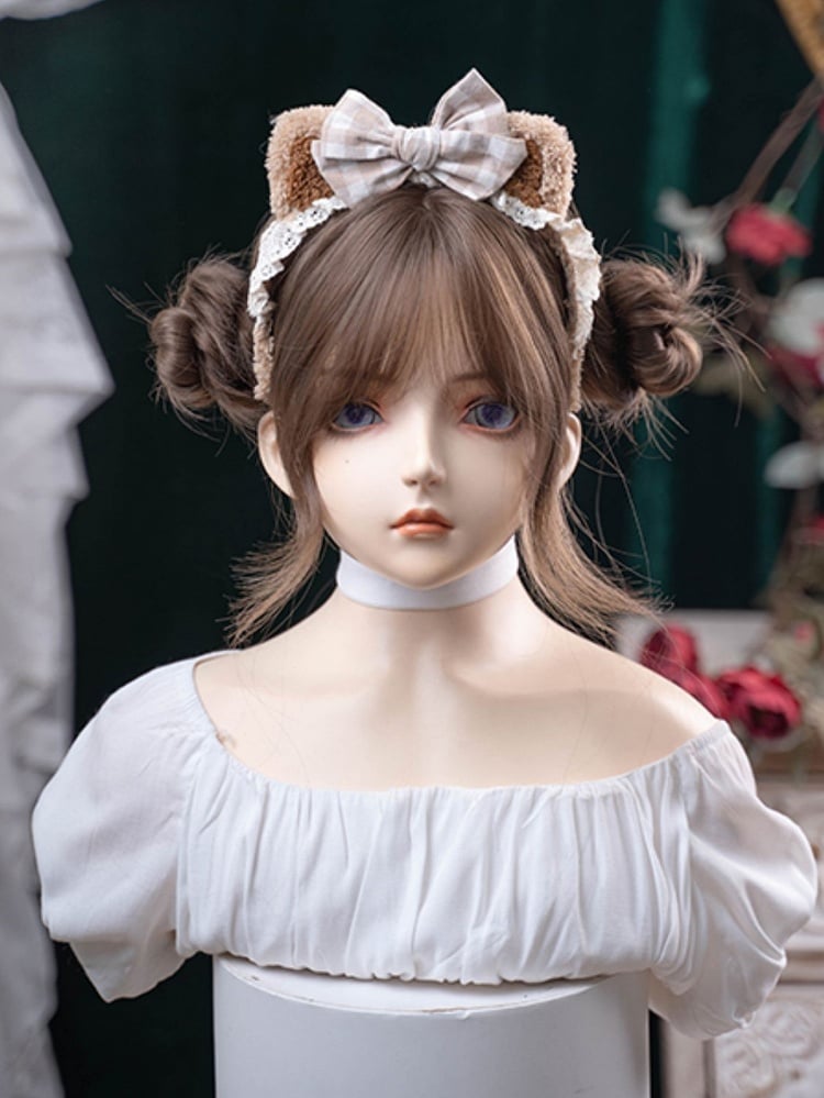 Bangs Length 71CM Air Brown Wig With Wavy