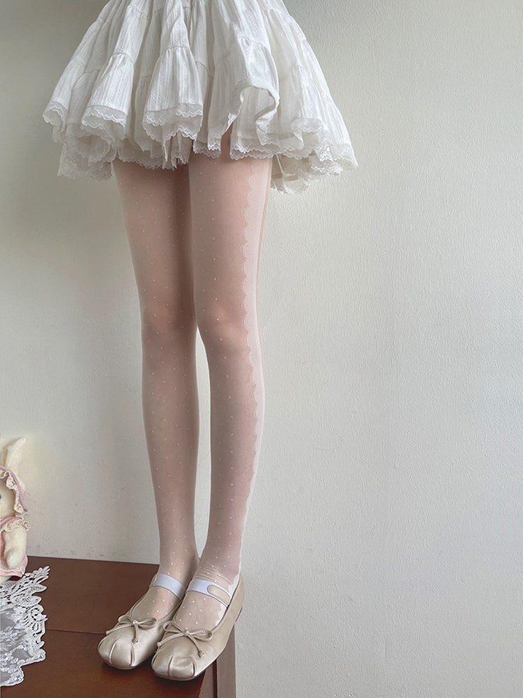 Pattern Tights Lolita Polka-dot White