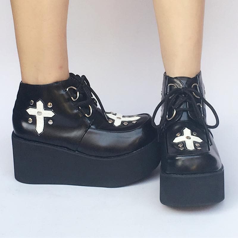 Shoes Made Platform Custom Black SP168085 Cross