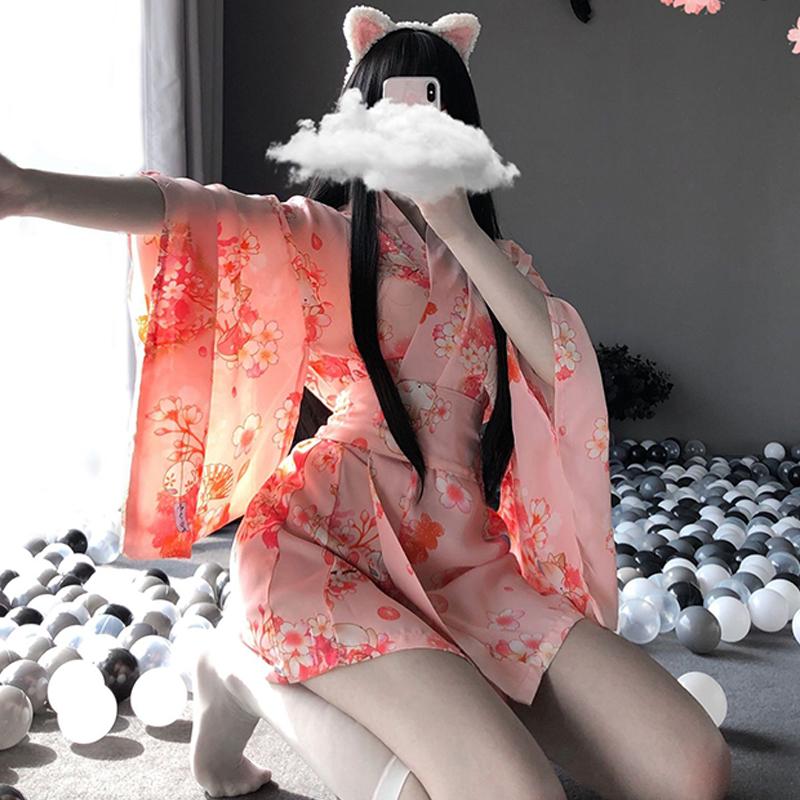 Sakura Floral Vintage Print Kimono Lingerie - Kimono