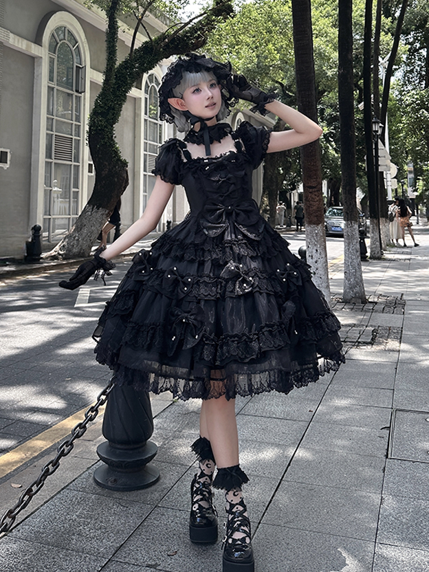 All Dress Accents Back Details Black Bead at Big Bow Lolita and Princess with