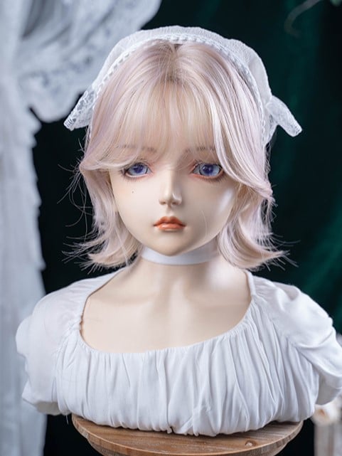 35CM With Bangs Curtain Short Pink Wig Length Light