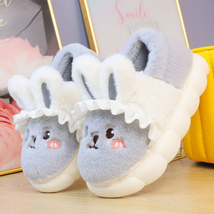 4 Colors Cute Fluffy Bunny Home Wear Slippers ON884 - 01