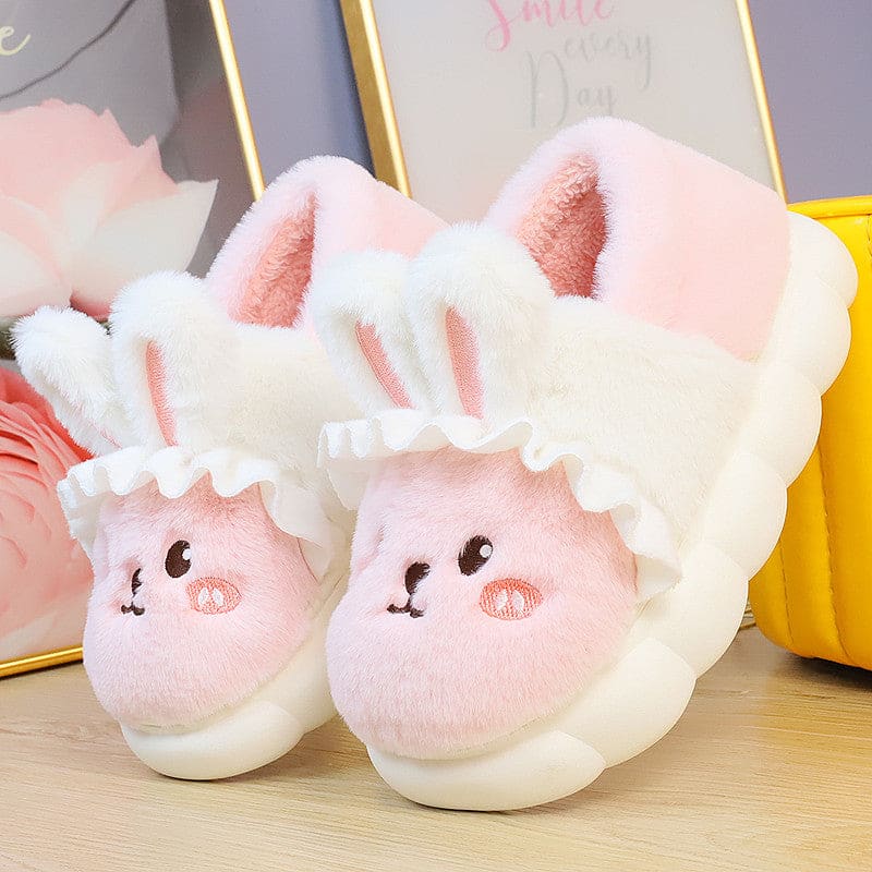 4 Colors Cute Fluffy Bunny Home Wear Slippers ON884 - 01