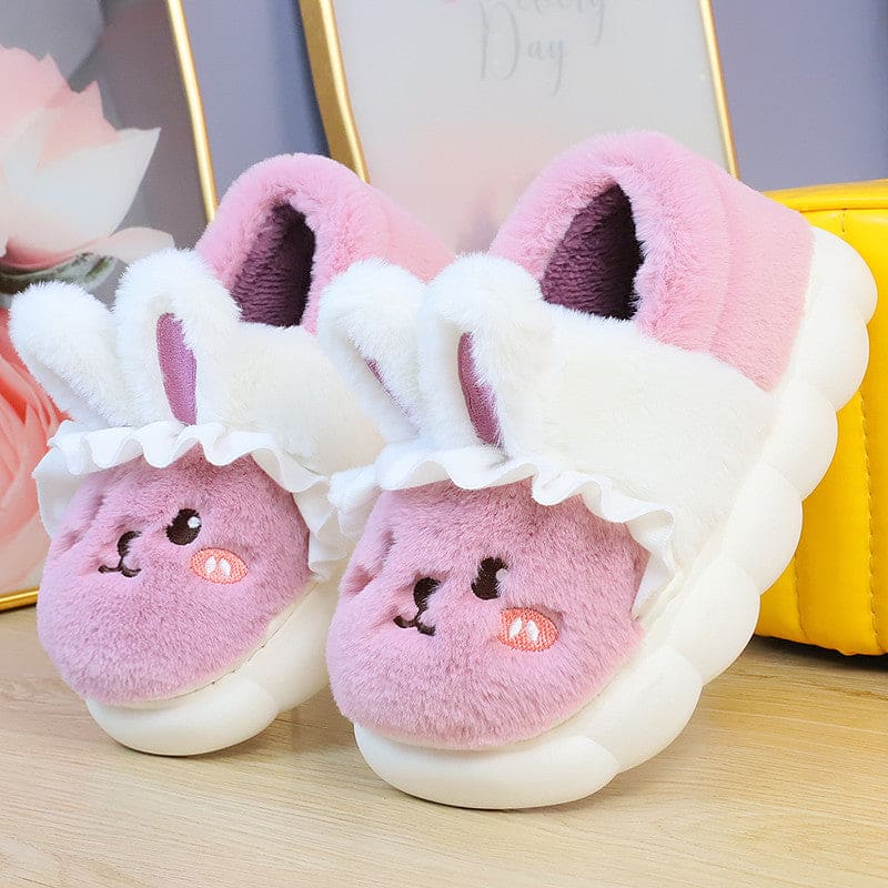 4 Colors Cute Fluffy Bunny Home Wear Slippers ON884 - 01
