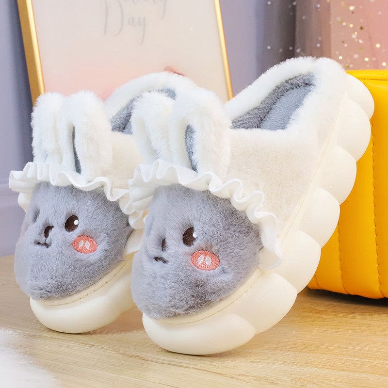 4 Colors Cute Fluffy Bunny Home Wear Slippers ON884 - 02