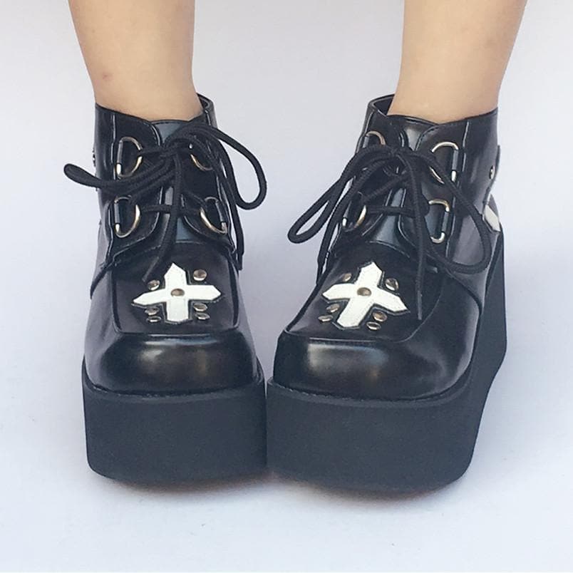Shoes Made Platform Custom Black SP168085 Cross