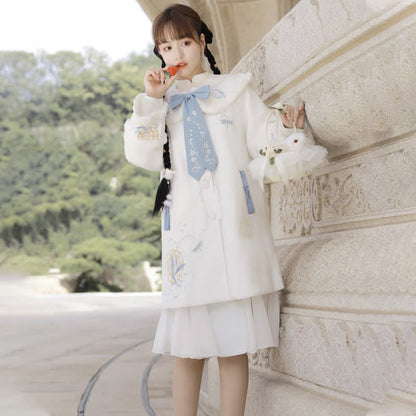 Vintage Jacquard Cheongsam Doll Collar Tassel Plush Coat