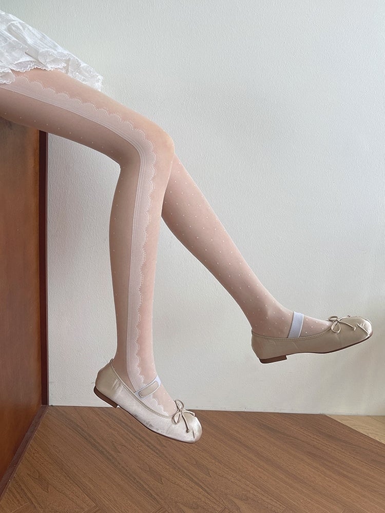 Pattern Tights Lolita Polka-dot White