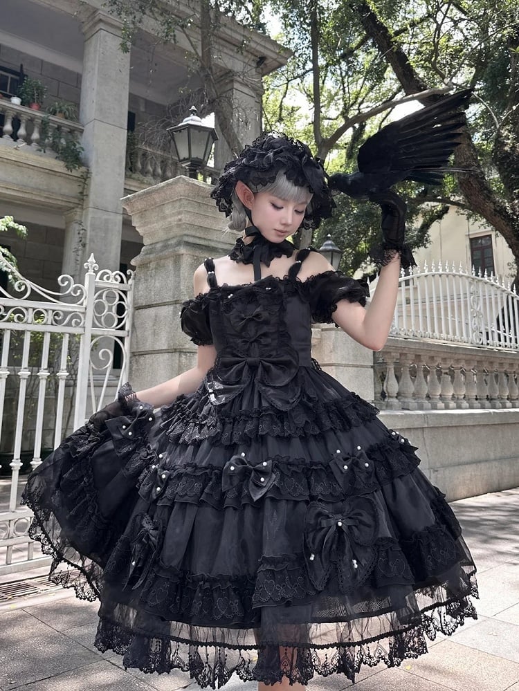 All Dress Accents Back Details Black Bead at Big Bow Lolita and Princess with