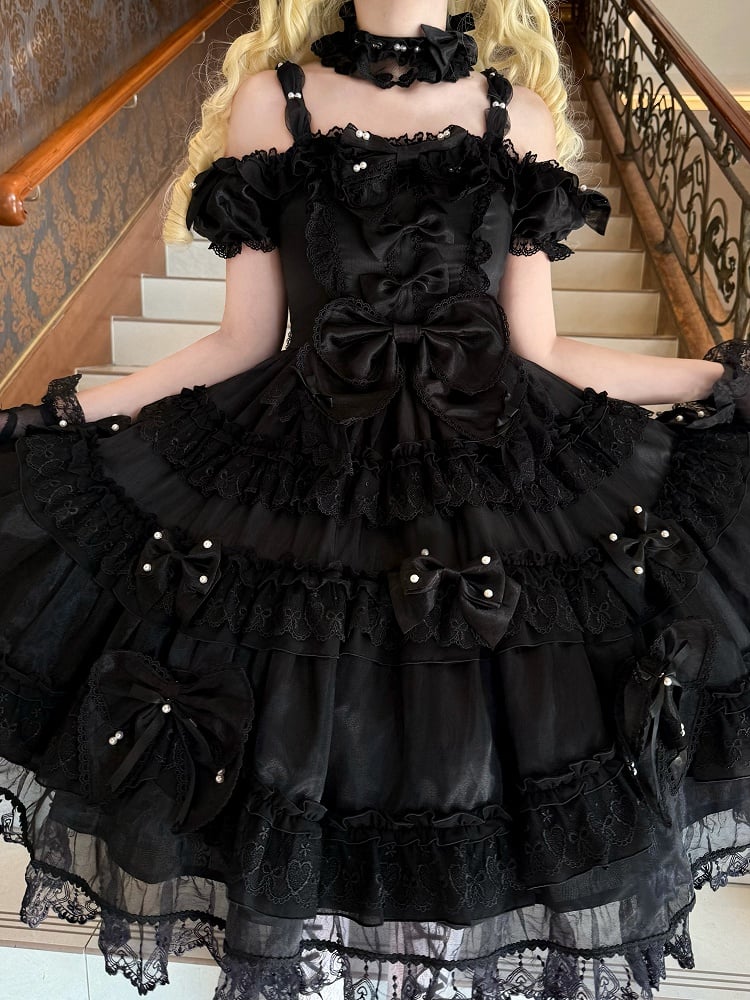 All Dress Accents Back Details Black Bead at Big Bow Lolita and Princess with