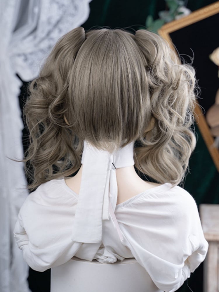 Clips Brown 30CM Double Synthetic Ponytail Length Claw Wig With Gray