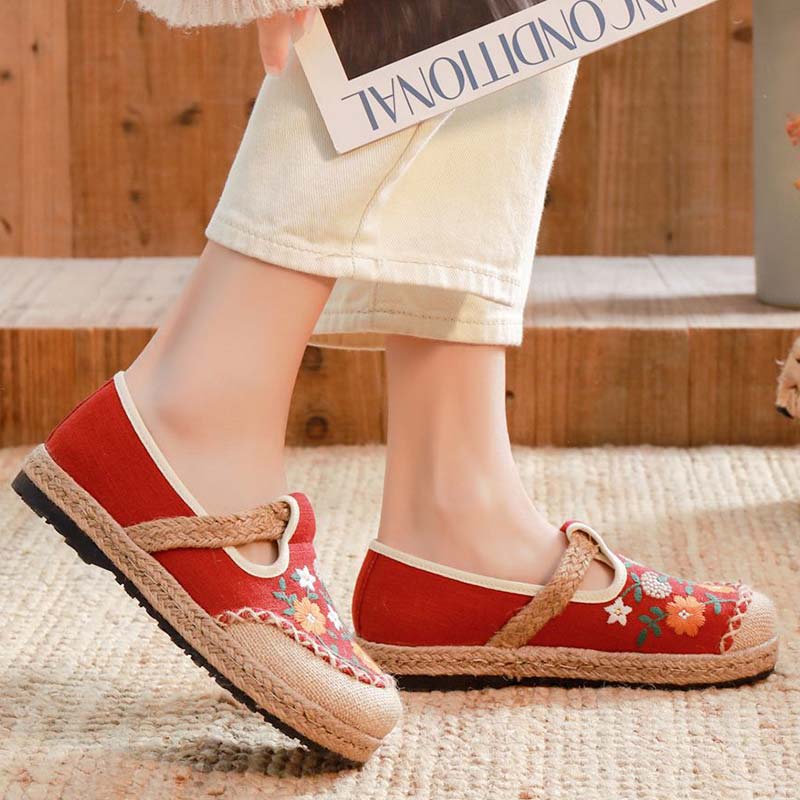 Vintage Floral Canvas Flats Shoes