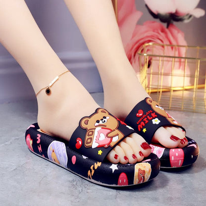 6 Colors Sweet Bear Sandals Home Wear Slippers ON876 - Black