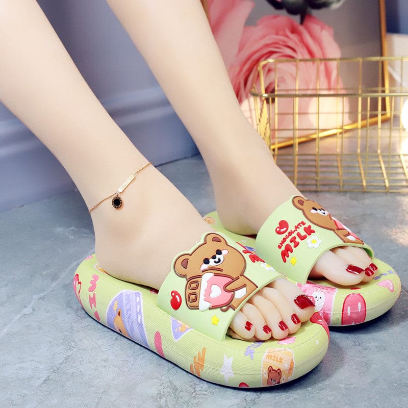 6 Colors Sweet Bear Sandals Home Wear Slippers ON876 - Green